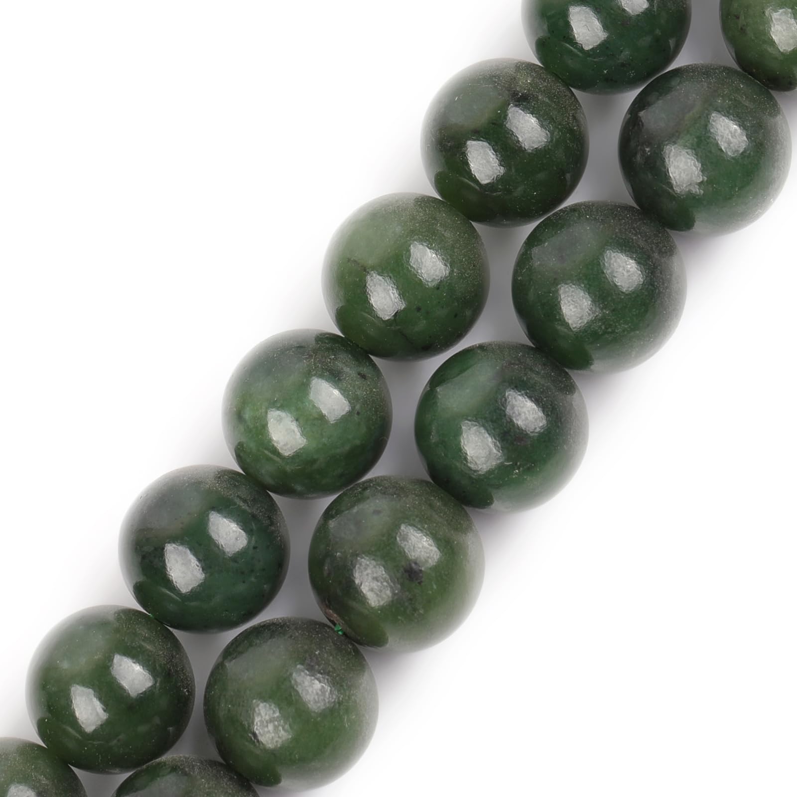 AAA Grade Natural Genuine Gemstone Semi Precious Stone Beads for Jewellery Making 15‘’ (Round Green Canadian Jadeite Jade/11MM)