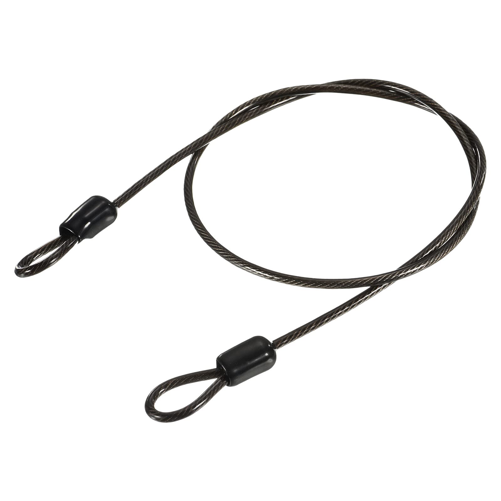 M METERXITY Security Cable - Plastic Coated Steel Locking Rope Apply to Outdoor/Bicycle/Travel (2.5mmx0.5m, Black)