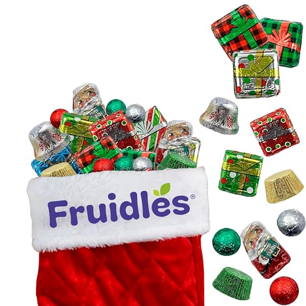 FRUIDLES CHRISTMAS MILK CHOCOLATE HOLIDAY VARIETY PACK PARTY BAG FILLERS, INDIVIDUALLY WRAPPED FOILS, KOSHER (HALF-POUND)