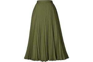 Kate Kasin Women's High Waist Pleated A-Line Swing Skirt KK659