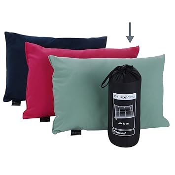 Trekmates Deluxe Pillow - Camping Kissen 40x30 cm, weiches Fleece Kopfkissen, Mikrofaser Nackenkissen, Reisekissen mit Packsa