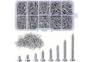 800-Pack M2 Self-Tapping Screws Assortment Set - Phillips Flat & Pan Head, Nickel-Plated Carbon Steel with Lock Nuts, 4-20mm 