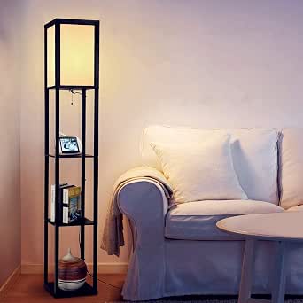 Albrillo Retro Vloerlamp Met Houten Plank Design Vloerlamp Met E27 Fitting Max 60 W Gloeilamp 160 Cm Staande Lamp Met 3 Vakken En Draadklem Totaal 7 25 Kg Belastbaar Voor Woonkamer Slaapkamer Amazon Nl Klussen Gereedschap