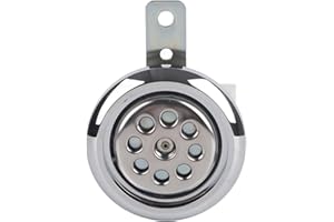 Universal Chrome Motorcycle Horn, 85mm Round Speaker, Waterproof High Decibel Horn 105dB for Harley-Davidson & Yamaha, Silver