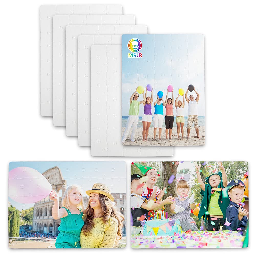 MR.R Sublimation Blanks Puzzle,A4 White Jigsaw Puzzle for Sublimation Heat Transfer 7.87''x11.42'',40 Pieces per Set,6 Sets per Pack…