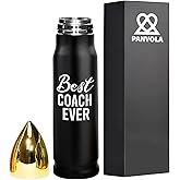 Panvola Best Coach Ever Sports Soccer Football Baseball Basketball Gym Trainor Mentor Appreciation From Team Members Students Bullet Tumbler Stainless Steel Tumbler 17 oz Black