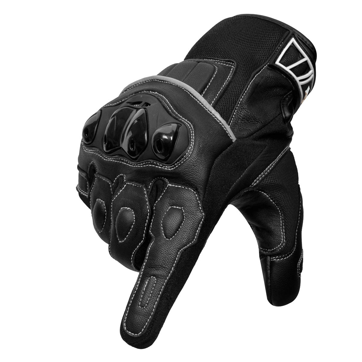 Premium Leather and Summer Mesh Hard Knuckle Touch Screen Motorbike Gloves Racing ATV Riding