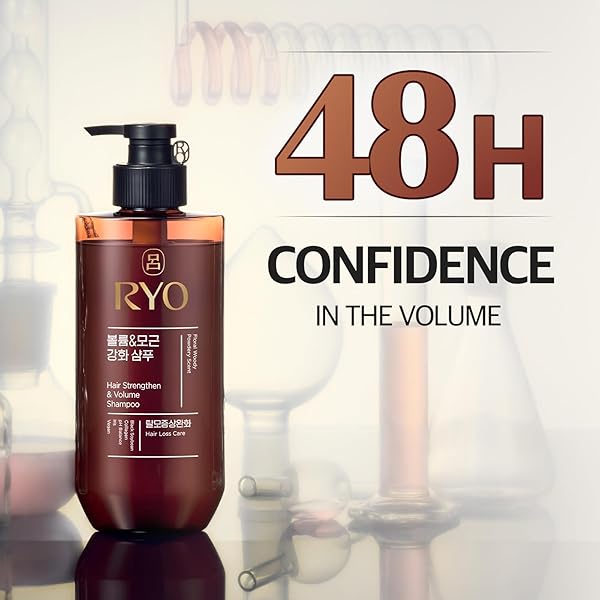 RYO STRENGTHEN & VOLUME SHAMPOO WITH KOREAN GINSENG & CAFFEINE – VOLUMIZING AND REVITALIZING FOR FINE HAIR, ANTI LOSS CARE, STRENGTHENING HAIR ROOTS, 16 FL OZ.