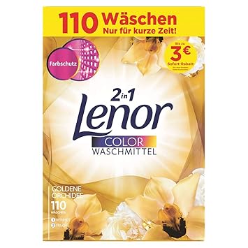 Lenor Colorwaschmittel Pulver Goldene Orchidee 7 kg, 110 Waschladungen