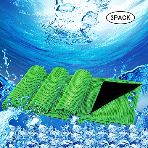 Wesoke Cooling Towel for Sports, Workout, Fitness, Gym, Yoga, Running, Travel, Camping & More (3 Pack,Green)