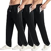 3PC or 5PC Men's Zipper Jogger Pants, Breathable & Flexible Fit, Comfortable for Sports & Casual Wear, Sweatpants for Men