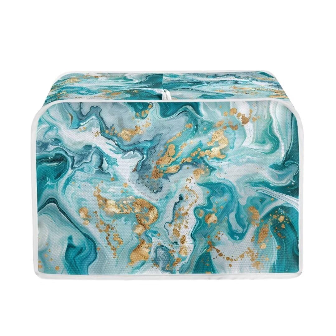 Coldinair Teal Gold Marble Print 4 Slice Toaster