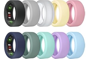 MAKCPOIMER 10 Pack Ring Cover for RingConn Gen 2, Elastic Silicone Ring Protector for RingConn Gen 2 Air Working Out Accessories Men Women (All 10 Colors-4, S (7/8/9/10/11))