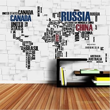 Ponana Papel Pintado Moderno Del Mapa Del Mundo 3d Estereoscopico