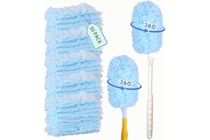 HAYEGO 50 Count Duster Refills 360 Heavy Duty Duster Refills Compatible with Swiffer, Multisurface Heavy Duty Duster Replacements with 1 Short Handle and 1 Extenda Handle