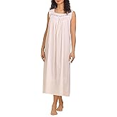 Eileen West Sleepwear & Loungewear for Women – Dobby Stripe Collection - 100% Cotton Lightweight Breathable Long Nightgown