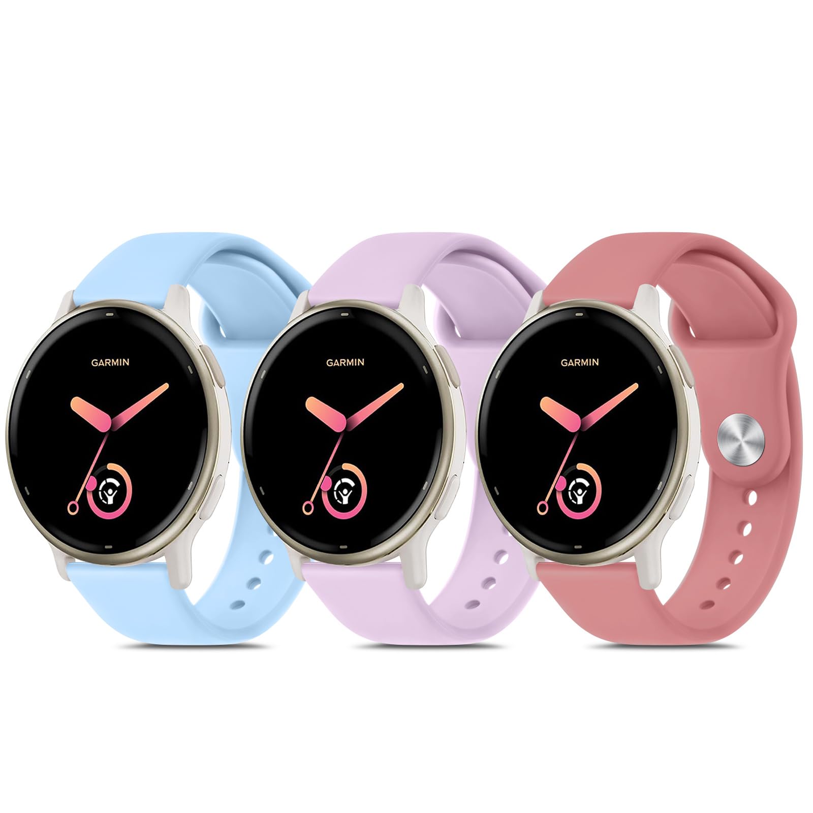 3-Pack Straps for Garmin Vivoactive 5 / Venu 2 Plus/Venu Sq/Venu Sq 2 / Venu Sq 2 Music/Vivomove Sport/Vivomove Trend, Waterproof Sports Replacement Band (3-Pack 05)