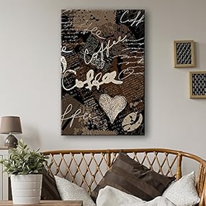 Canvas Wall Art - Grunge Style Coffee Concept Art - Giclee Print Gallery Wrap Modern Home Art Ready to Hang - 12x18 inches