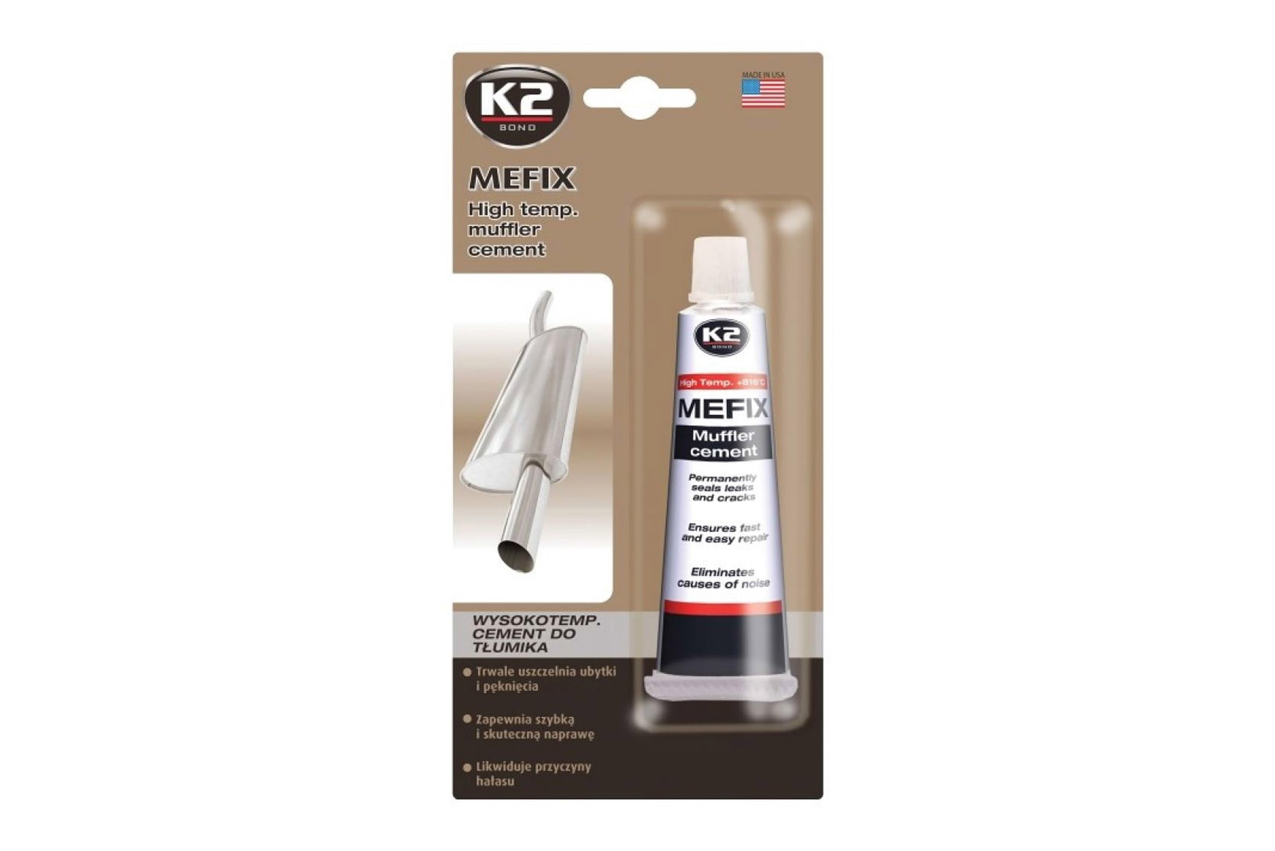 K2 Mefix High-Temperature Exhaust Pipe Cement, Exhaust Repair, Exhaust Sealant, Exhaust System Repair Concrete, Sealant 140g