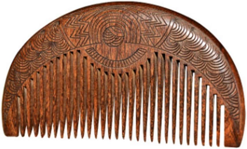 TraveT Natural Anti-static Sandalwood Wooden Hair Comb Double-sided Carved Comb for Men Women