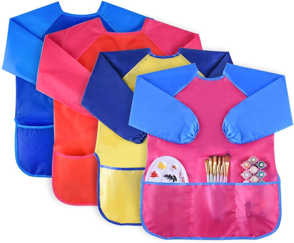 KUUQA 4Pcs Waterproof Kids Play Art Smock
