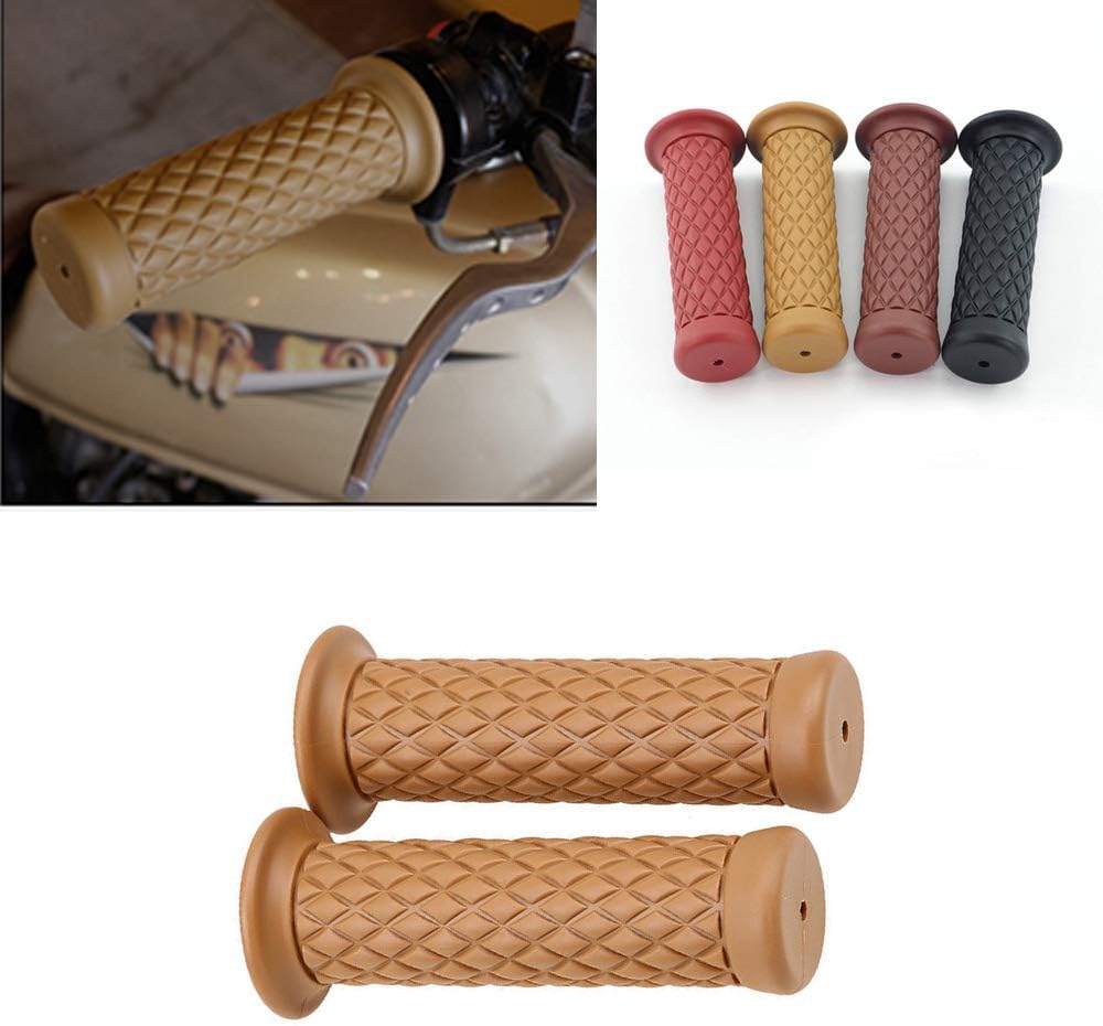 Motorcycle Retro Comfortable Hand Handlebar 7/8" 22mm 1"24mm Non Slip Rubber Handle Grips For Kawasaki Honda Yamaha: Automotive