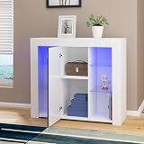 Panana Sideboard Cupboard Unit 4 Glass Shelves Cabinet RGB LED Lighted (Gray) view 7