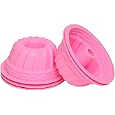 Eolilim 6 Inches Silicone Fluted Cake Pan, 5PC Pink Gelatin Molds Easy to Clean, Reusable Jello Molds for Cakes, Bread