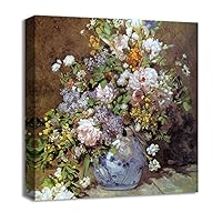 Canvas Wall Art Vase of Flowers by Pierre-Auguste Renoir Canvas Prints Home Artwork Decoration for Living Room,Bedroom - 12x12 inches