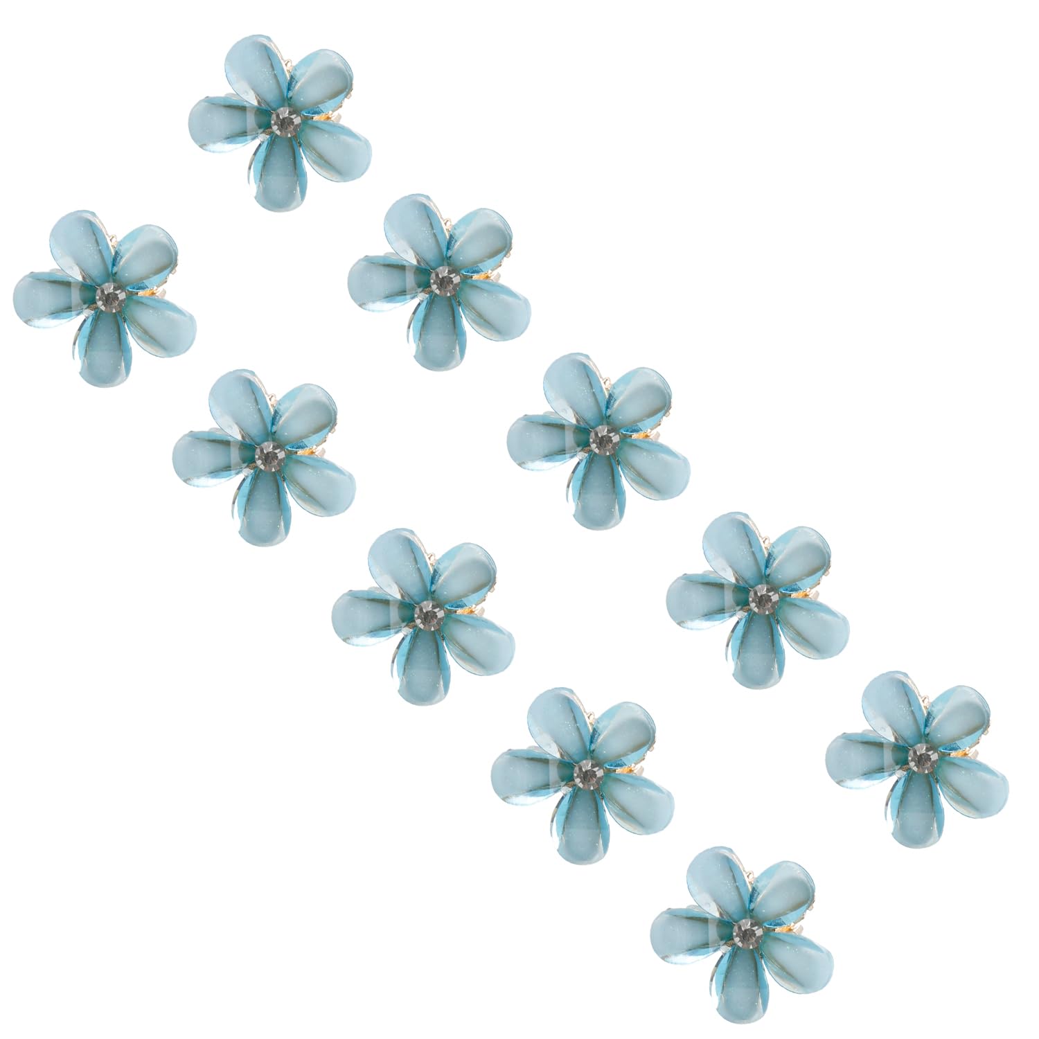 Rumyve 10Pcs Small Flower Claw Clips,Mini Diamond Hair Clips,Sweet Flower Clips Hair Styling Accessories for Women Girls Daily Party Wedding(Blue)