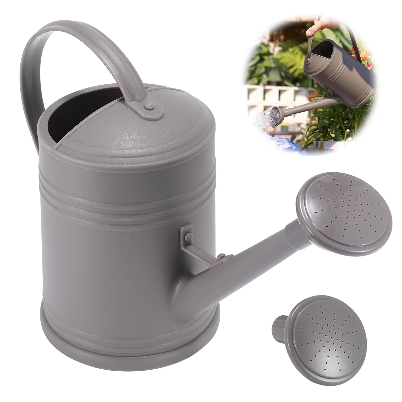 Marstey Lightweight Watering Can Indoor，Fine Mist Plant Mister With Long Spout，2l Large Capacity Watering Can With Removable Sprinkler Head,Dark Gray Watering Can For Garden Plant Flower