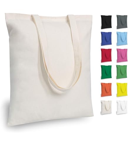 Set Of 24 Blank Cotton Tote Bags - 100% Cotton, 15"x16", Reusable & Eco-Friendly (2 Dozen)