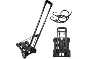 HAPBOBY Portable Folding Luggage Cart for Travel and Office Use - Heavy Duty Hand Truck for Backpacks, Moving, and Shopping with 2 Elastic Straps