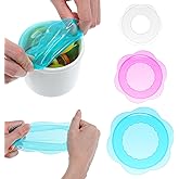 KFHENSOMR 3pcs Silicone Stretch Lids for Food Storage in Fridge Reusable Elastic Bowl Covers for Cup Cans Jars Round & Rectangle Container Food Grade Silicone Microwave Bowl Cover Leak‑Proof