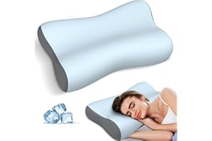 POLOVO Cervical Neck Pillow, Contour Memory Foam Pillows for Neck Pain Relief, Ergonomic Pillow for Sleeping, Orthopedic Bed Pillow Neck Support Pillow for Side Back Stomach Sleepers with Cooling Pillowcase