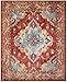 SAFAVIEH Monaco Collection Area Rug - 8' x 10', Orange & Light Blue, Boho Chic Medallion Distressed Design, Non-Shedding & Easy Care, Ideal for High Traffic Areas in Living Room, Bedroom (MNC243H)