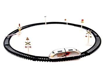 S S TRADERS - High Speed Metro with Round Track Battery Operated Train (Silver) Toys for Kids (26.8 x 16.4 x 5 cm)