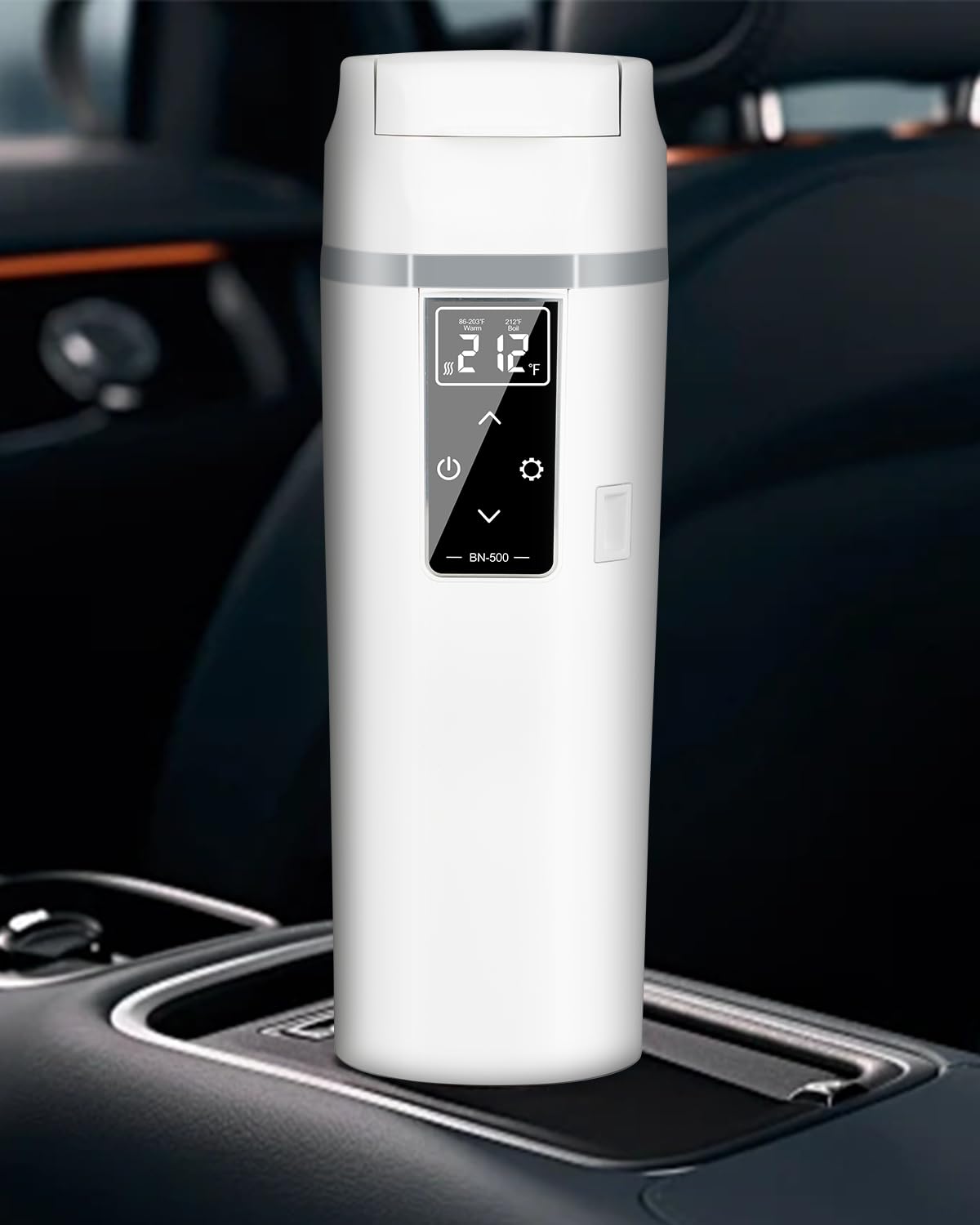 Photo 1 of Car Travel Electric Kettle 12V/24V :450ML Tea Coffee Kettle Water Boiler, Portable Water Heater with Temperature Control, 304?Stainless Material, LED Display and Boil Dry Protection (White)