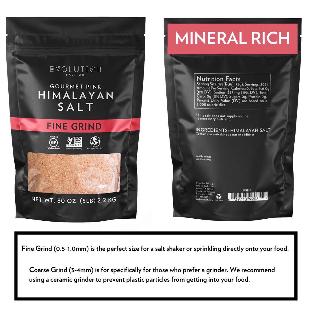 Evolution Salt Gourmet Pink Himalayan Fine Grind, 5 lb : Grocery & Gourmet Food