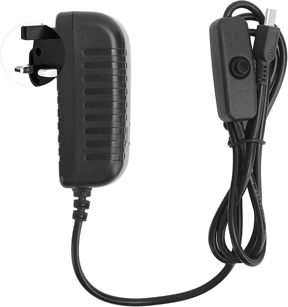 PUSOKEI 5V 3A Micro USB Power Supply Charger Adapter with Switch for 3B+/3B/2B