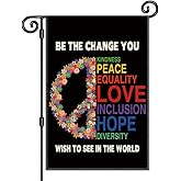JMYROG Be The Change You Wish To See In The World Garden Flag - Double Sided Yard Banner for Patio Lawn, Ally, Disability, Equality, Indigenous People