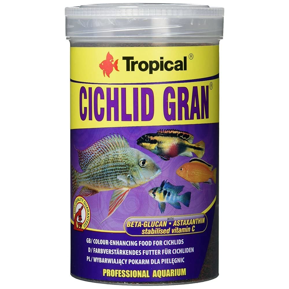 CICHLID GRAN 100ml / 55g - high-protein, colour-enhancing sinking granules for omnivorous and carnivorous cichlids, including malawi species