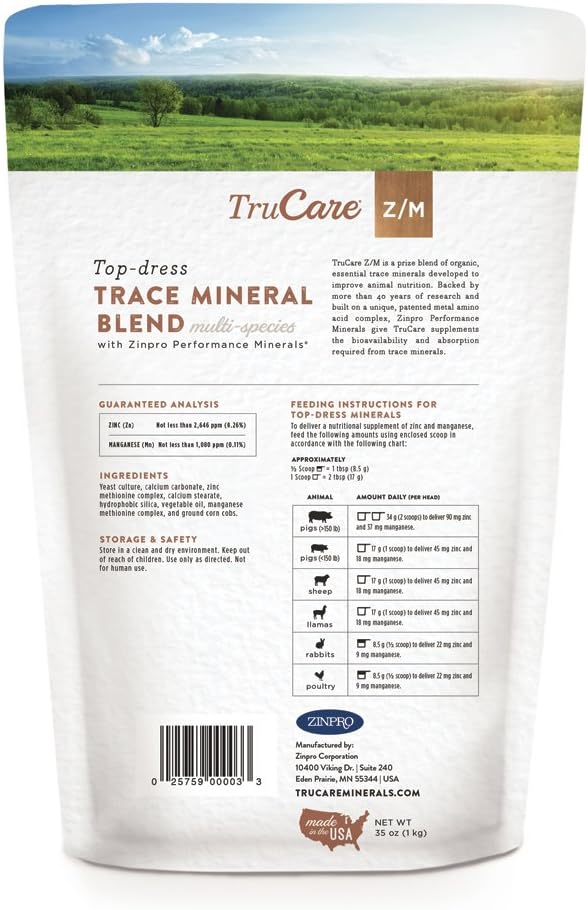 TruCare Z/M Top-Dress Trace Mineral Blend for Multi-Species: Pigs, Sheep, Llamas, Rabbits, Poultry (Zinc, Manganese) : Pet Supplies