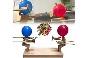 IWOTEGEN Balloon Bamboo Man Battle, 2024 New Handmade Wooden Fencing Puppets, Wooden Bots Battle Game for 2 Players - Fun and Exciting (30cm x 5mm, with Balloons)