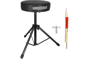 5 CORE Drum Throne 3 Inch Thick Padded Memory Foam Comfortable Guitar Stool 330Lb Capacity Height Adjustable to 22" Drummer Seat for Adults and Kids Black - DS 01 BLK