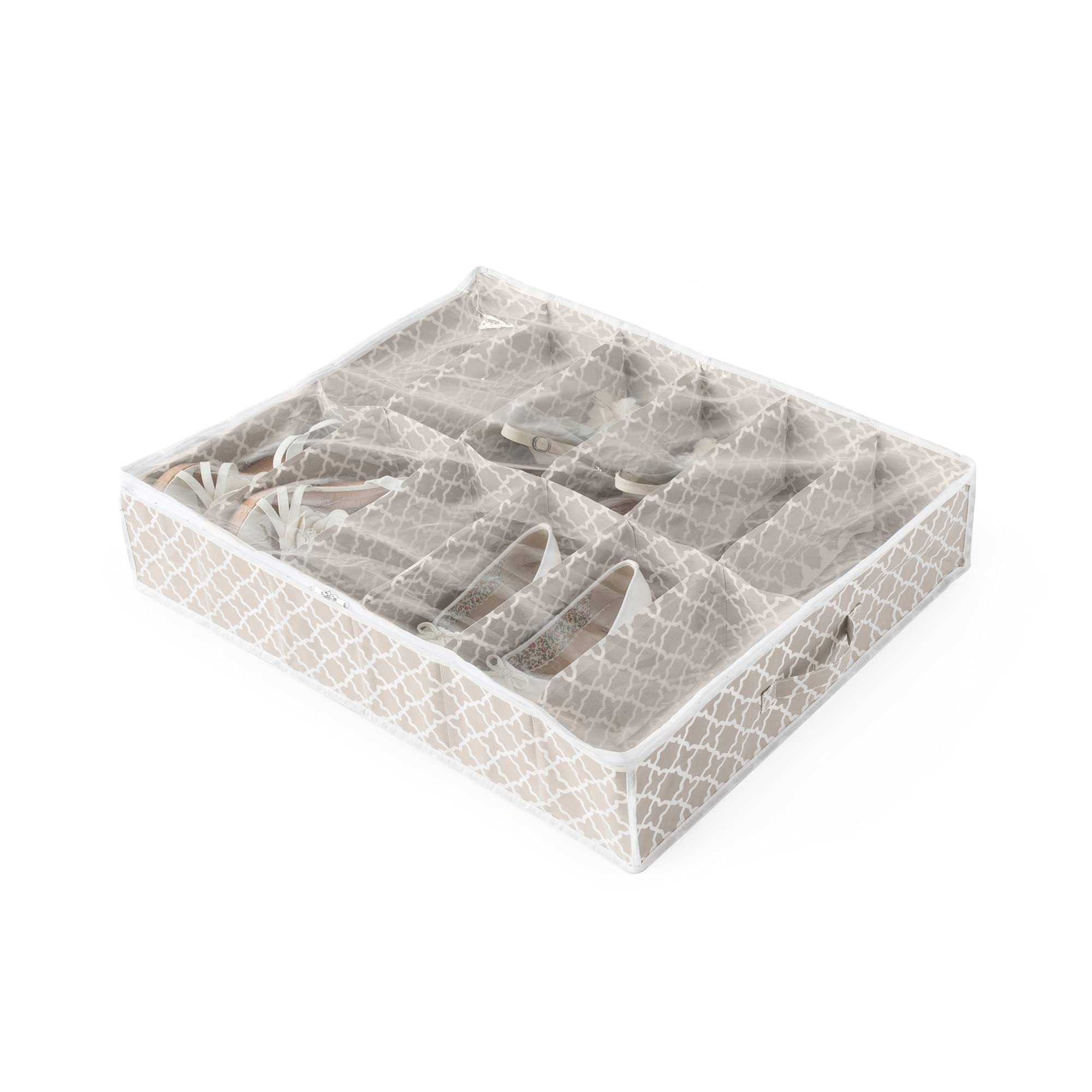 Compactor Underbed Shoe Storage Bag, Anti-Dust, Madison Range, Taupe/White, Polypropylene and EVA, 76 x 60 x H15cm, RAN7469