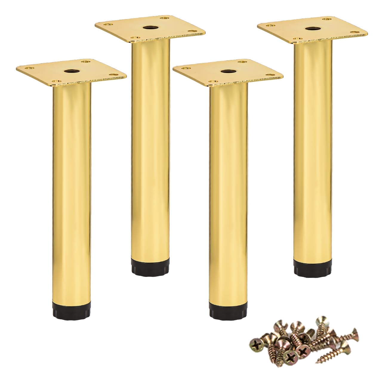 Btowin VCF 4 Inch / 12cm Metal Furniture Legs, 4 Pcs Gold Adjustable Furniture Support Feet, Replacement Dresser Legs Feet for Cabinet Table Sofa Couch Chair Desk Kitchen Cupboard