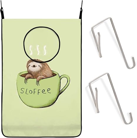 Amazon 哀れな愛らしいナマケモノとコーヒー ランドリーバッグ 洗濯かご 壁掛け収納 吊り下げ収納 洗濯ボックス 洗濯物入れ ウォールポケット 折りたたみ 脱衣かご おしゃれ ランドリー収納 汚れた服の収納袋 雑貨収納 取り付け簡単 ランドリー収納 オンライン通販