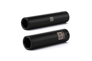 EMENTOL 2PCS 1/2 Inch Drive Extra Long Deep Impact Socket Set- 3/4 Inch and 15/16 Inch, CR-MO, SAE, 6 Point Extra Deep Socket