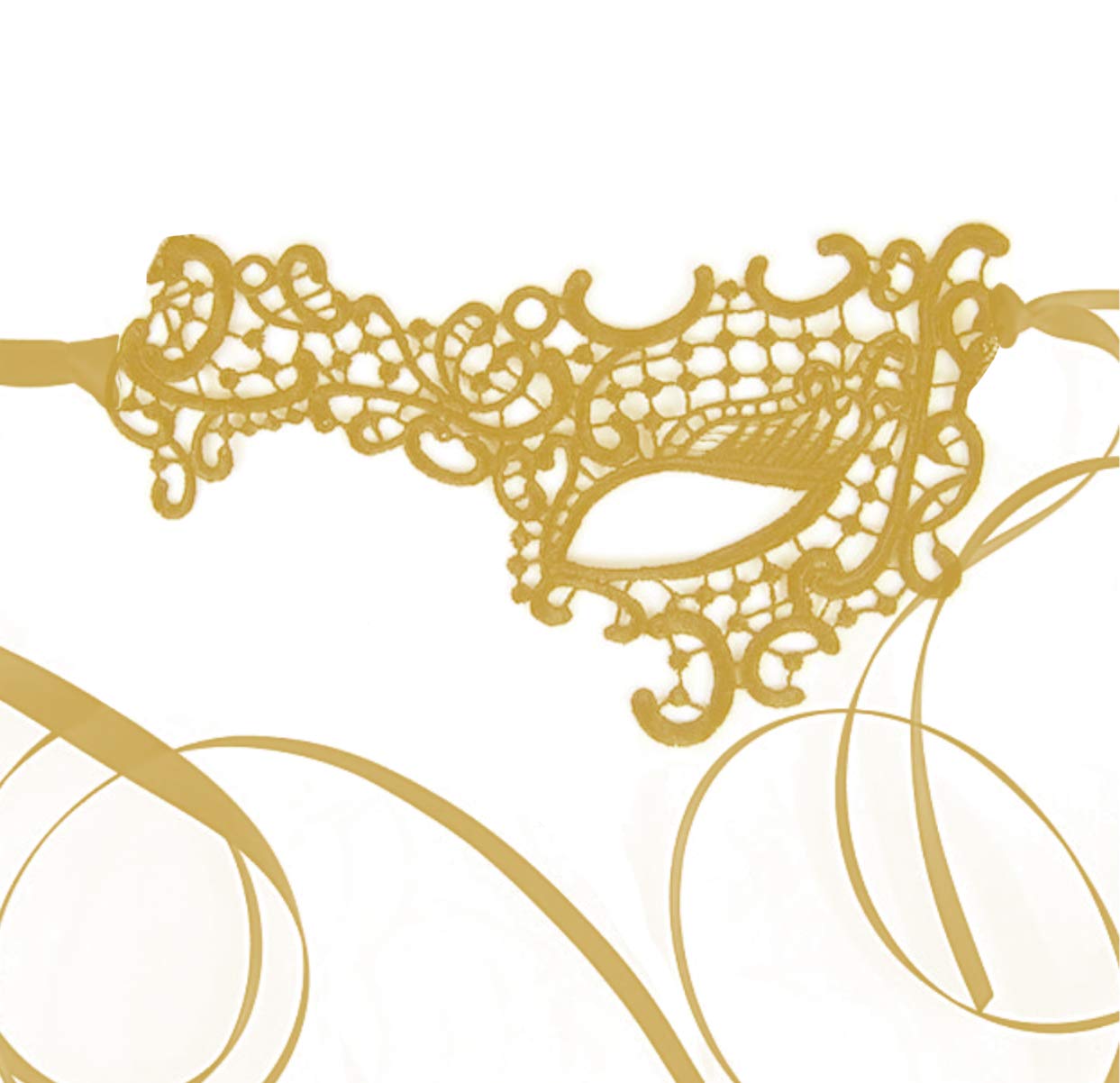 Venetian Half Face Black Lace Mask for Masquerade Prom Halloween Carnival Mask Ball … (Goddess Gold)